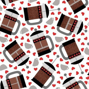 French Press Love in Black & Red on White
