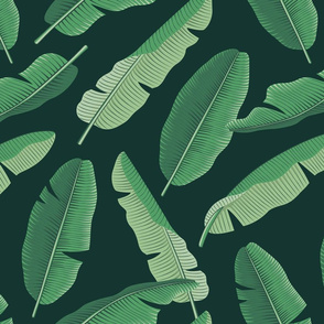 Large - Banana Leaves - Dark Green