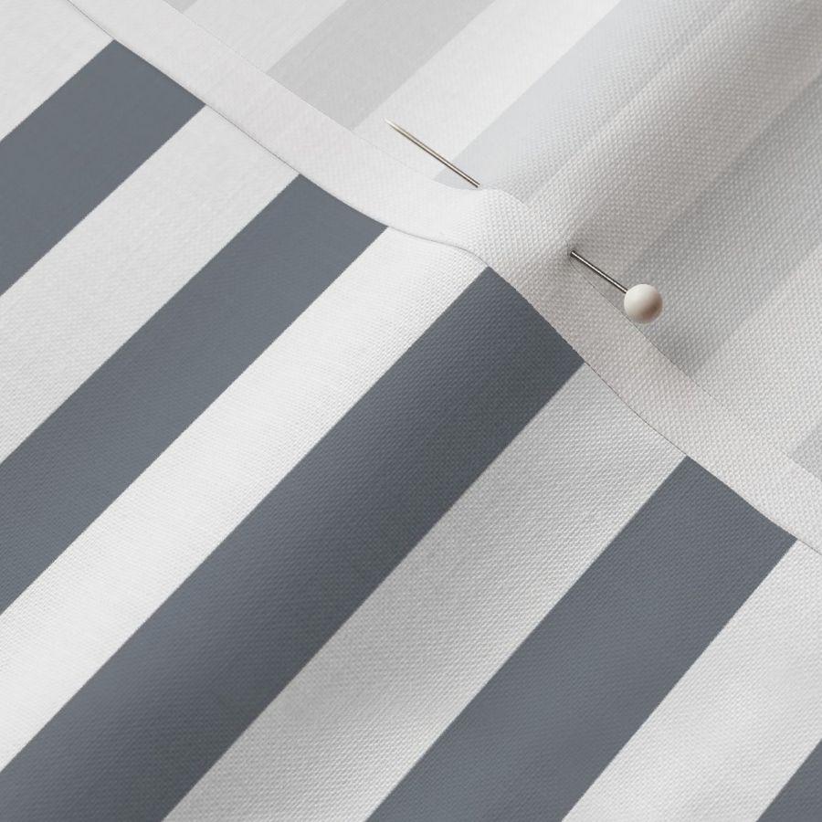 Steel Grey Awning Stripe Pattern Horizontal in White