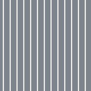 Steel Grey Pin Stripe Pattern Vertical in White