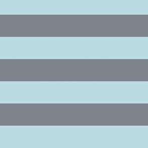 Large Pastel Blue Awning Stripe Pattern Horizontal in Steel Grey