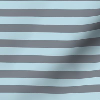 Pastel Blue Awning Stripe Pattern Horizontal in Steel Grey