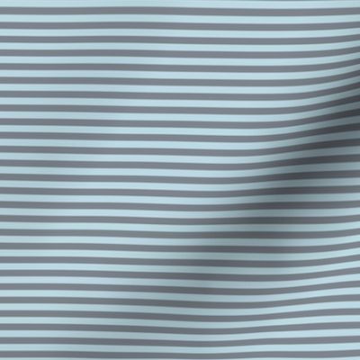 Small Pastel Blue Bengal Stripe Pattern Horizontal in Steel Grey