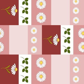 pseudo patchwork daisy rotbraun mit weiss