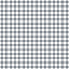 Small Gingham Pattern - Steel Grey and White