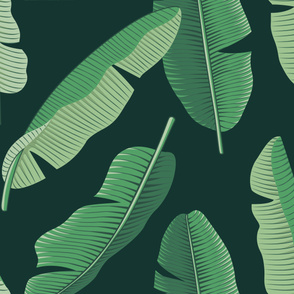 Extra Large - Banana Leaves - Dark Green