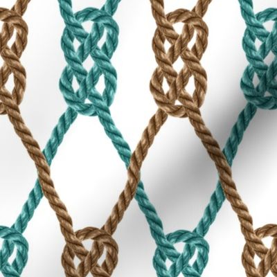 Rope knots net emerald green brown diamonds