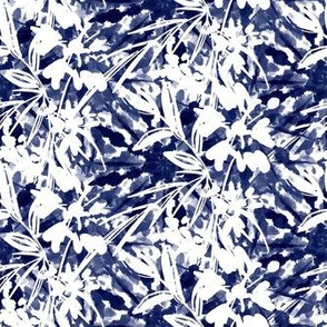 Small Tie Dye Shibori Floral Navy Blue
