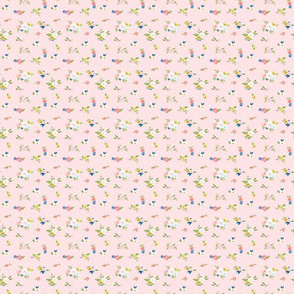 Pink and Mint Blue Springtime Floral Small