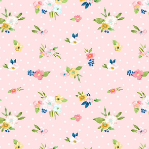 Pink and Mint Blue Springtime Floral Large