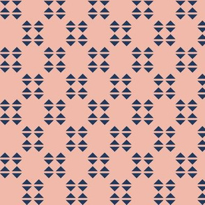 Triangle Lattice: Navy & Copper Pink Geometric Trellis