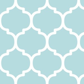 Large Moroccan Tile Pattern - Sea Spray and White
