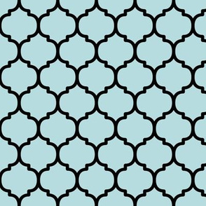 Moroccan Tile Pattern - Sea Spray and Black