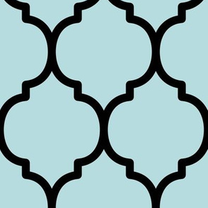 Extra Large Moroccan Tile Pattern - Sea Spray and Black