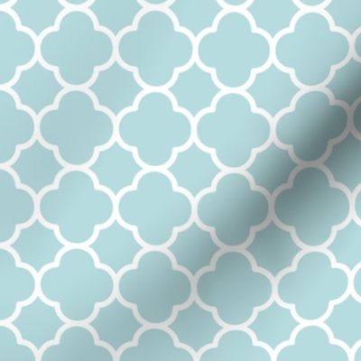 Quatrefoil Pattern - Sea Spray and White