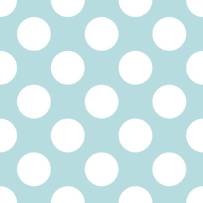 Large Polka Dot Pattern - Sea Spray and White