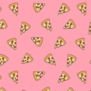 Small Cute Pizzas on Solid Pink Color