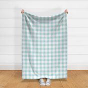 Jumbo Gingham Pattern - Sea Spray and White