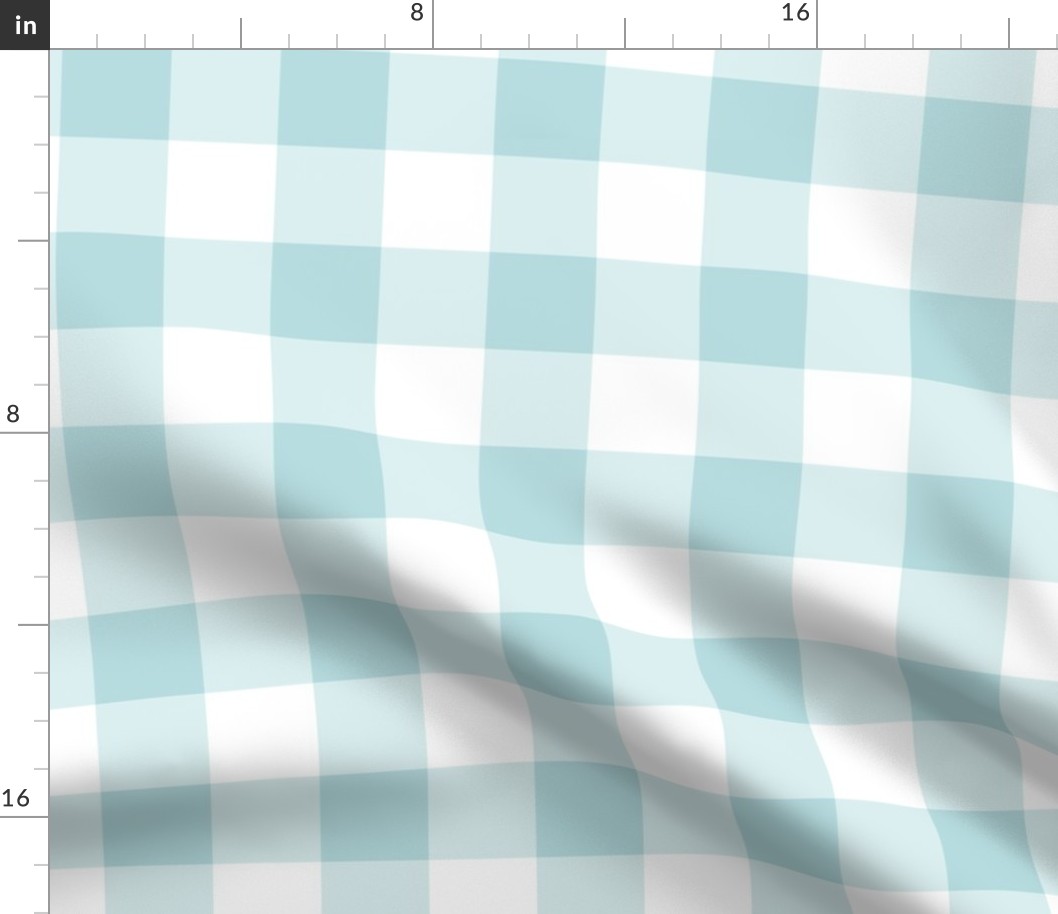 Jumbo Gingham Pattern - Sea Spray and White