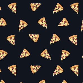 Small Cute Pizzas on Solid Midnight Black Color