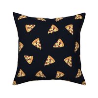Cute Pizzas on Solid Midnight Black Color
