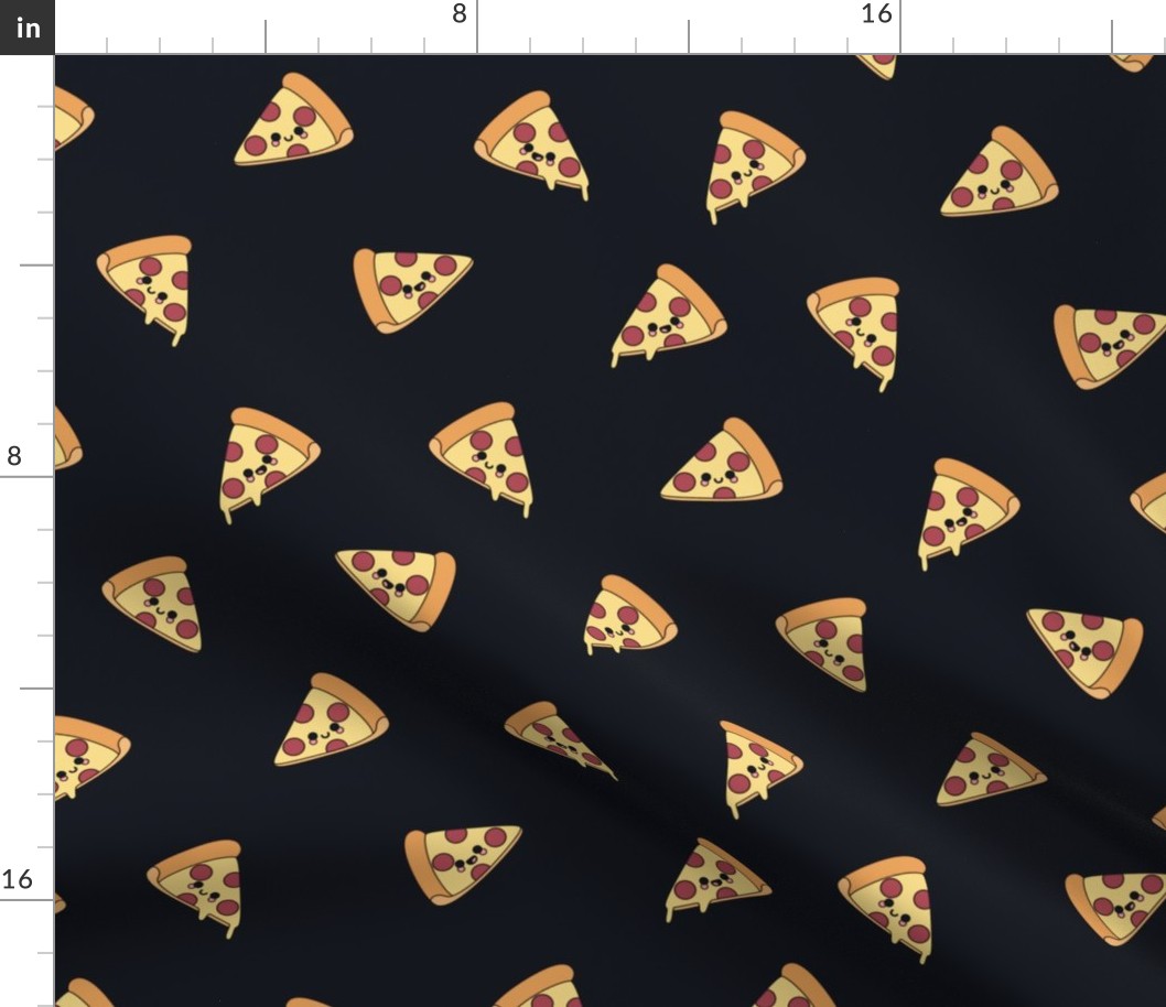 Cute Pizzas on Solid Midnight Black Color