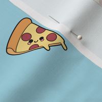 Cute Pizzas on Solid Arctic Blue Color