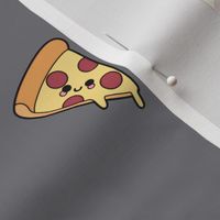 Cute Pizzas on Solid Mouse Grey Color