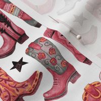 Watercolor Boots & Badges - Pink