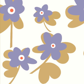 Vintage Modern Lavender Blue Beige Flower