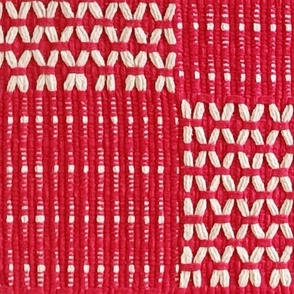 Red And White Ribbed Woven Texture  Large