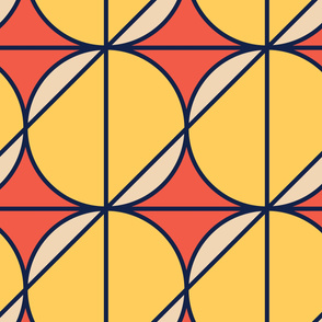 Yellow Circles | Modern stained glass tiles