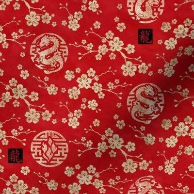 Chinese year of the dragon traditional red small