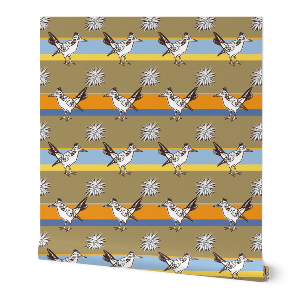 Roadrunner on brown and orange stripes | large