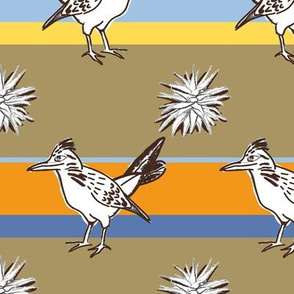 Roadrunner on brown and orange stripes | large