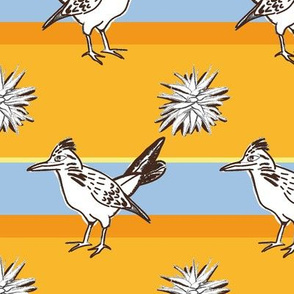 sketched roadrunners on horizontal stripes | large