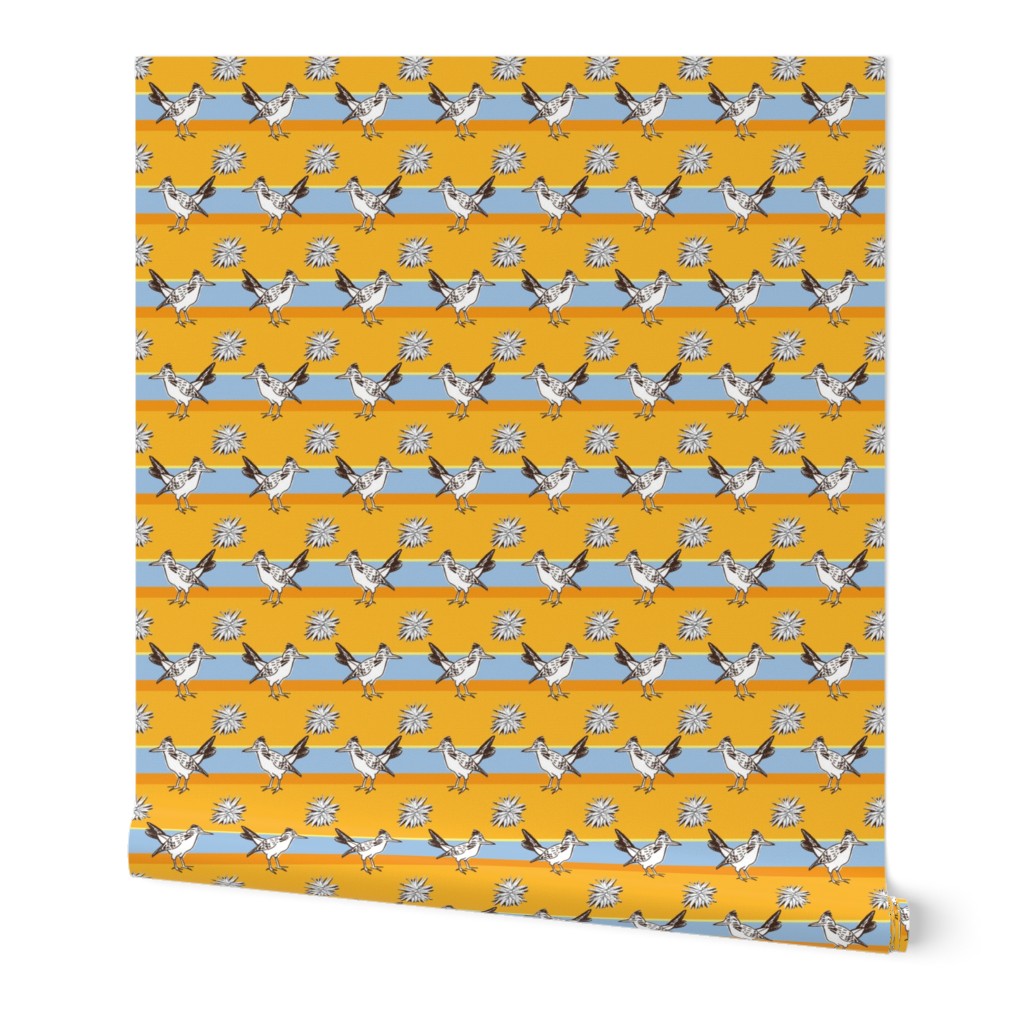 Roadrunner on sunny yellow stripes | medium