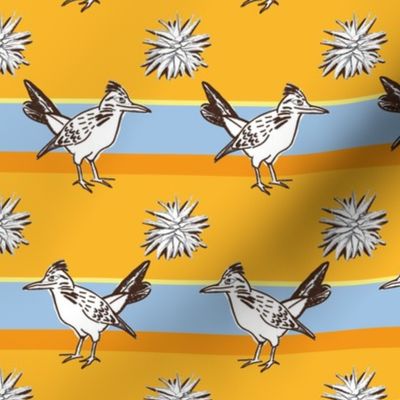 Roadrunner on sunny yellow stripes | medium