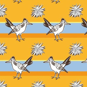 Roadrunner on sunny yellow stripes | medium