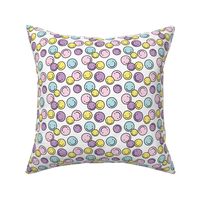 Pop art smiley design bright spring colored chat icon lilac pink yellow SMALL