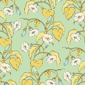 Flowering Vine - Retro Spring Mint - Smallscale Fabric