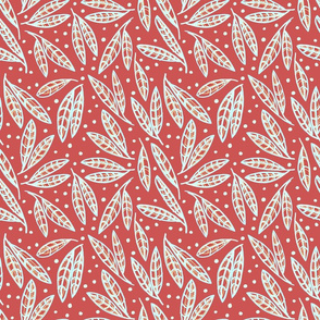 leaves and polka dots - red
