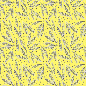 leaves and polka dots - yellow