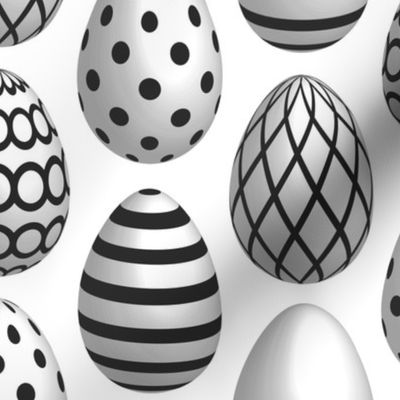 Black White Easter eggs 3D