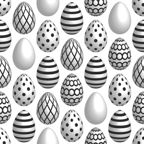 Black White Easter eggs 3D