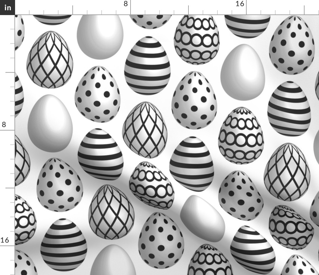 Black White Easter eggs 3D