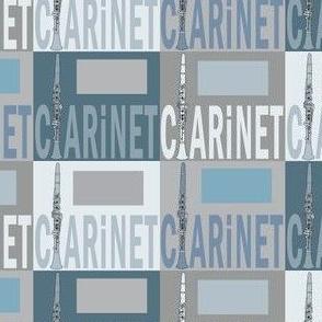 Clarinet Text Blue Gray