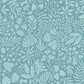 Medium Tropical botanical jungles mint and turquoise 