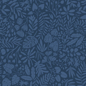 Medium Tropical botanical jungles navy color