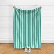 Peacock Green Awning Stripe Pattern Vertical in White